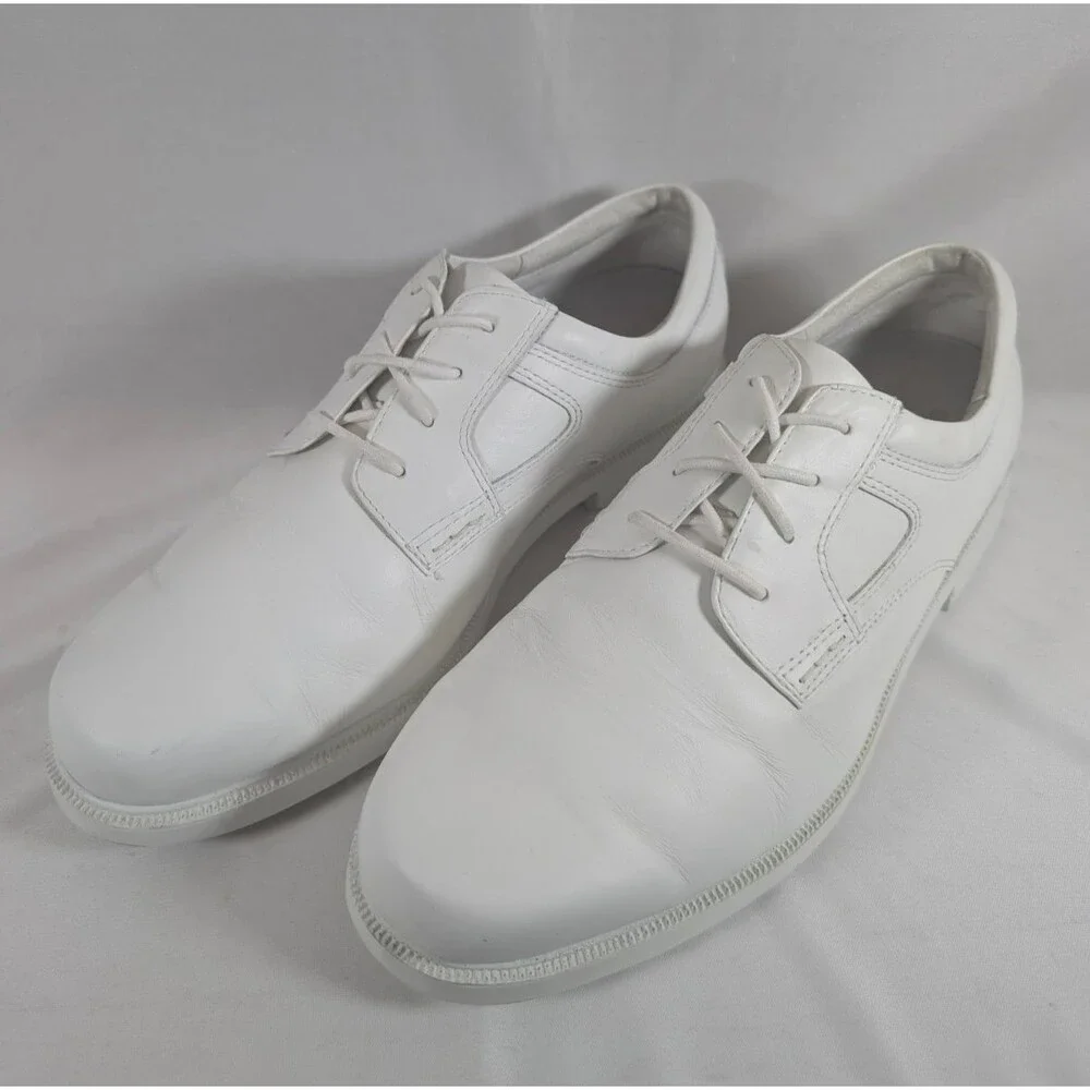 Propet M1271 Men's 12 White Leather Oxford Uniform Shoes Walking Uniform Dress